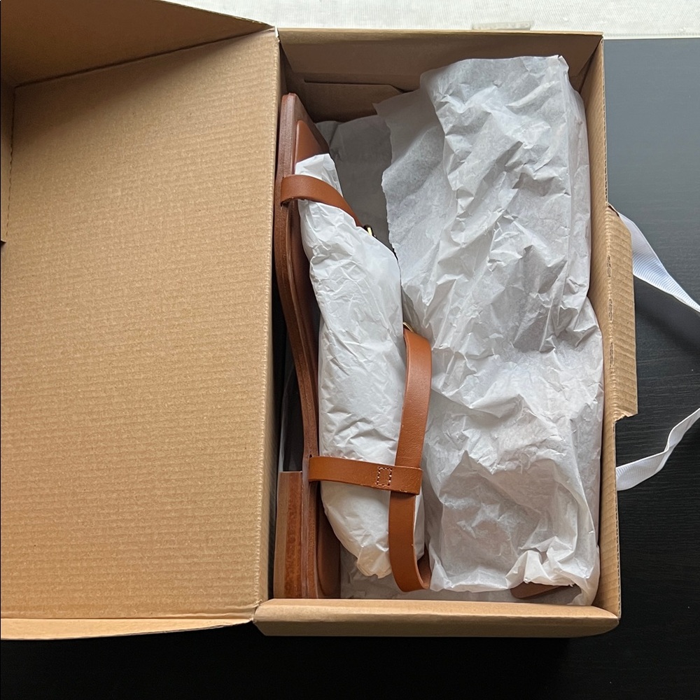 Zara Tan Leather Strappy Sandals (NEW)